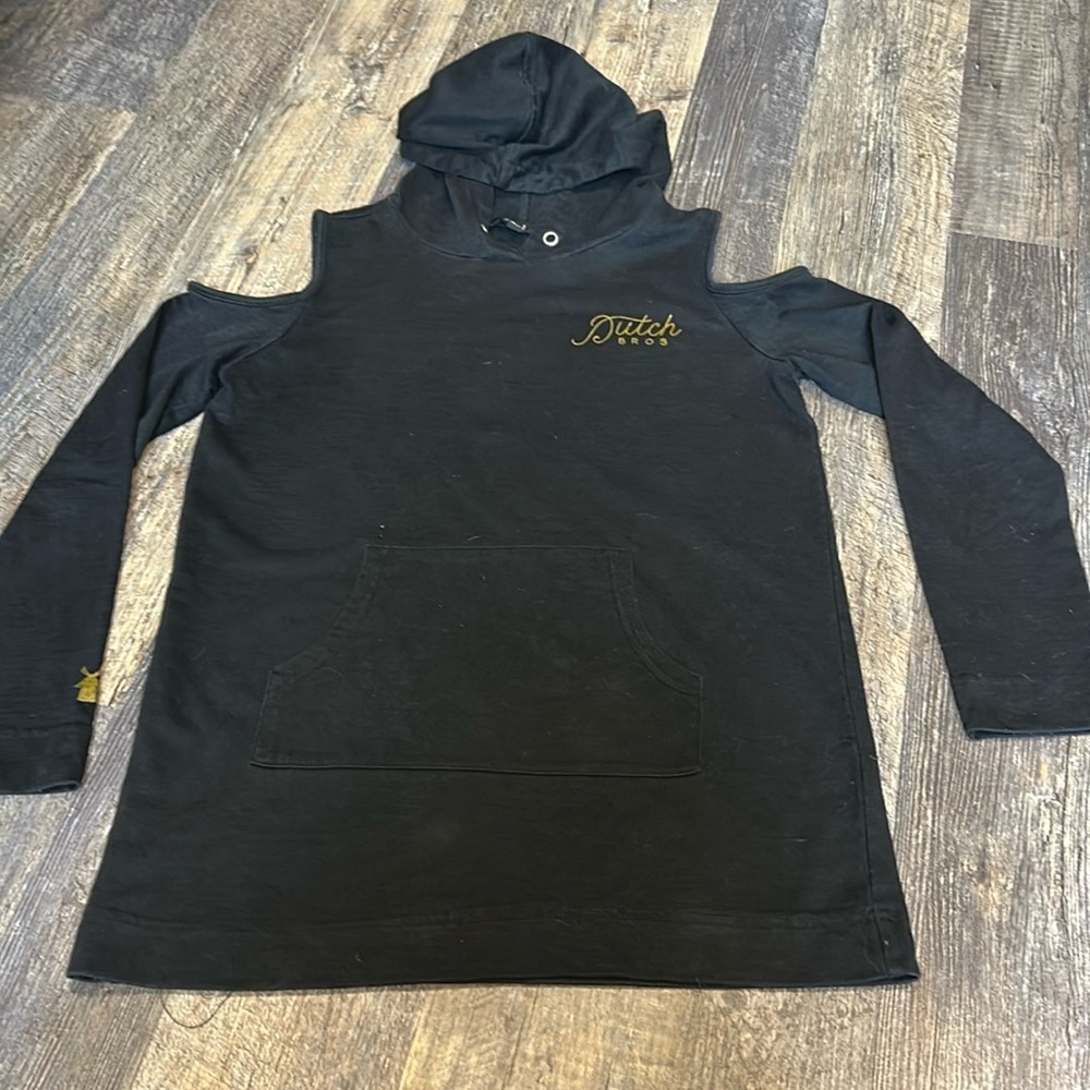 ✌️🔥 Dutch Bros exposed shoulder Hoodie Soft
